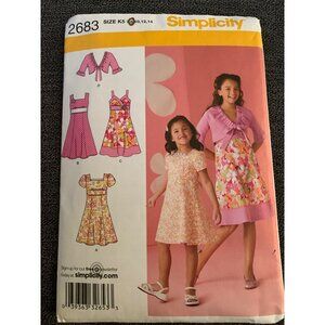 Simplicity 2683 Girls Dress Shrug Sewing Pattern Size 7 8 10 12 -14 2009
